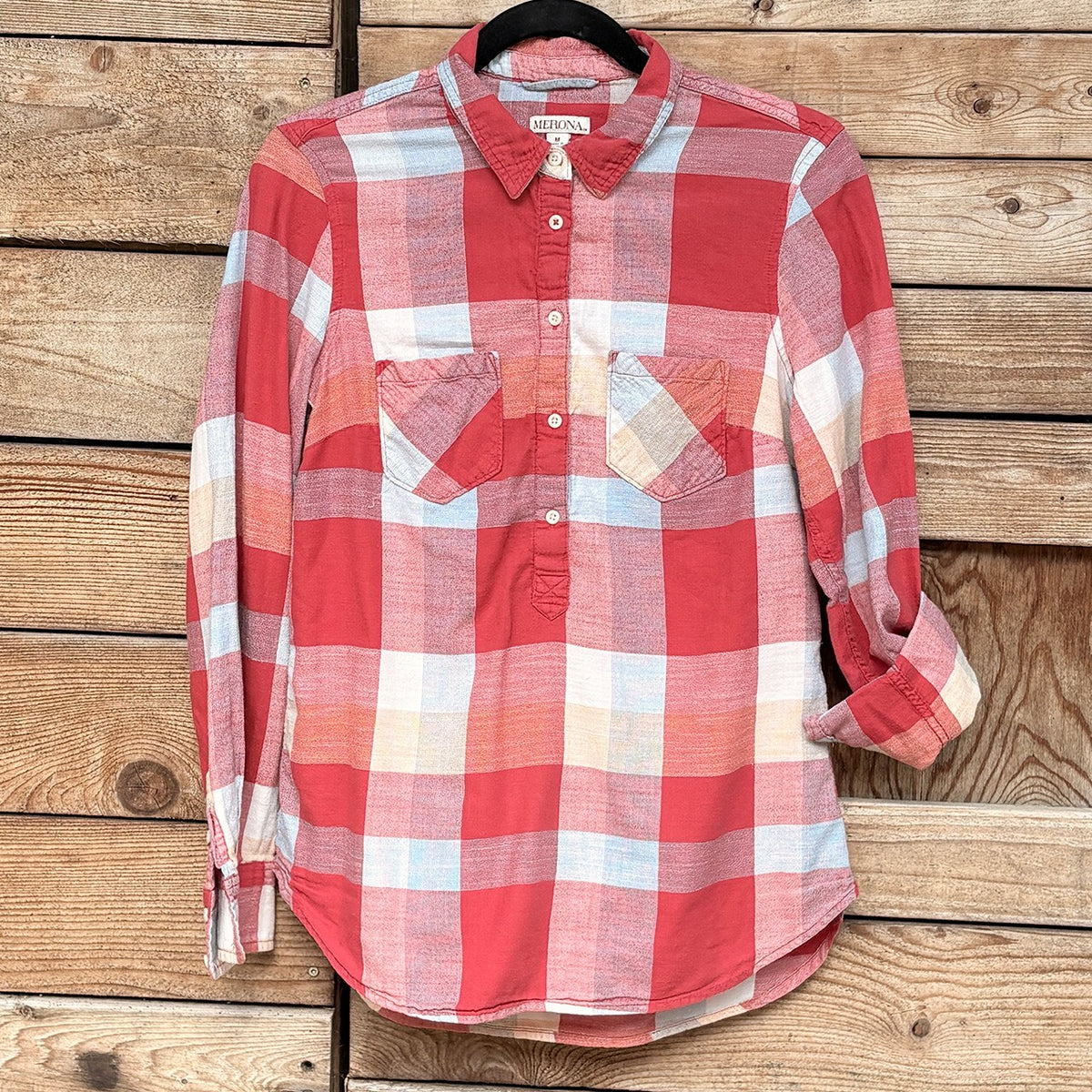Merona Flannel Plaid Shirt | Red, M