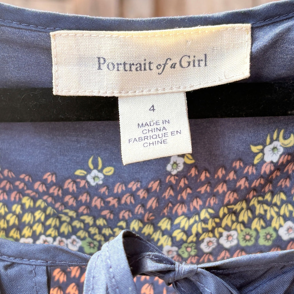 Portrait of a Girl Silk Ruffle Neck Print Top
