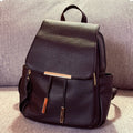 Black Faux Leather Backpack with Gold Accents
